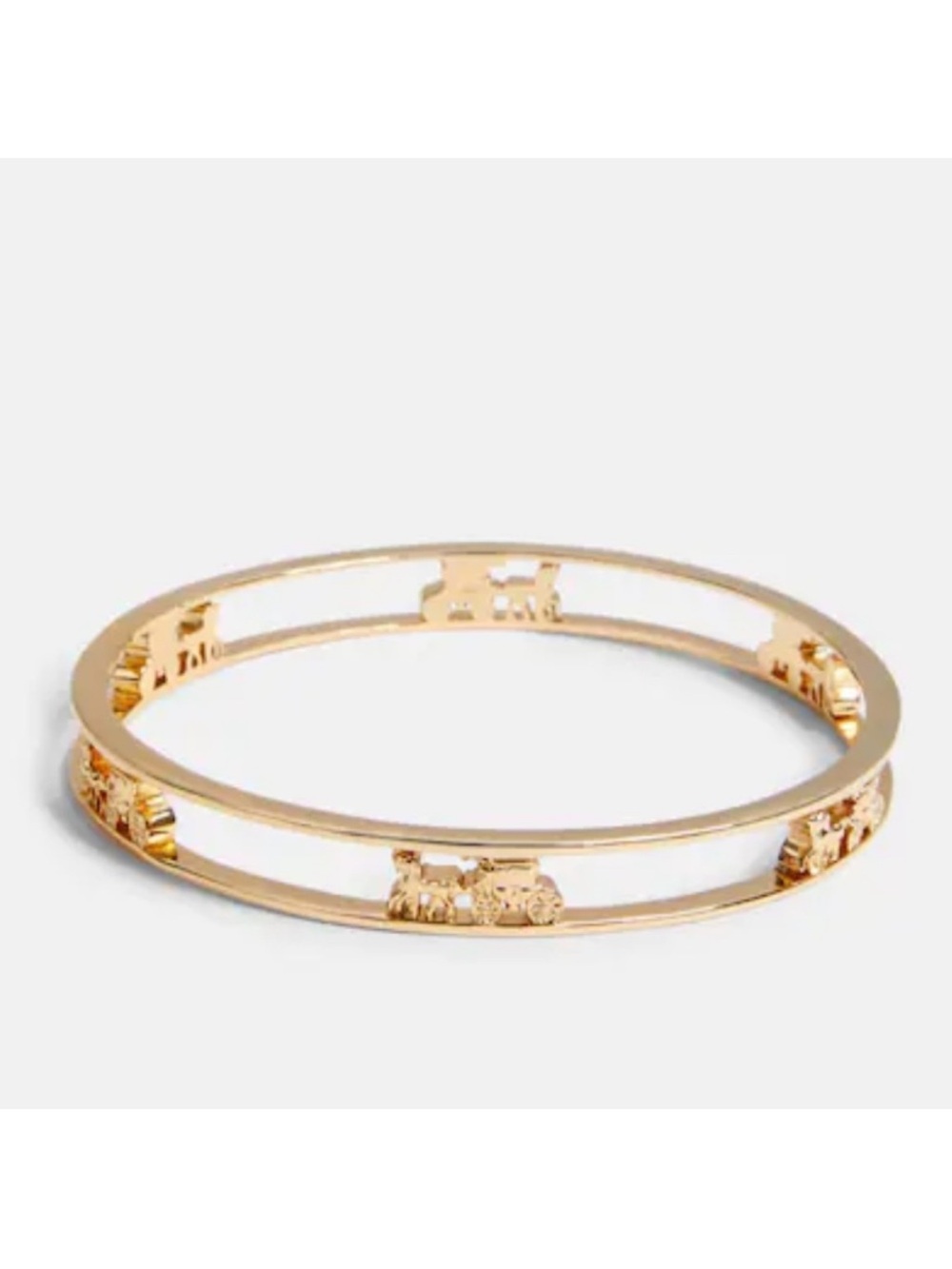 Coach Horse $ Carriage Gold Logo Cutout Bangle Bracelet